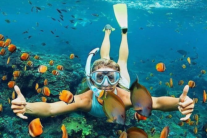 Blue Lagoon Snorkeling with Lunch and Waterfall in Ubud - Tegenungan Waterfall for swimming and photographs